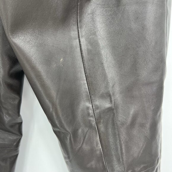 Vintage Cache Brown Leather Pants Size 4 90's Y2K Straight - Picture 8 of 8